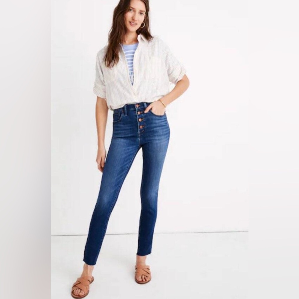 Madewell High Rise Button-Fly Blue Jeans